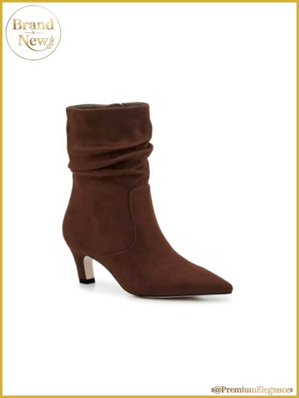 Slouchy Ankle Boots Low Kitten Heel Pointed Toe Booties Side Zipper Fall Shoes